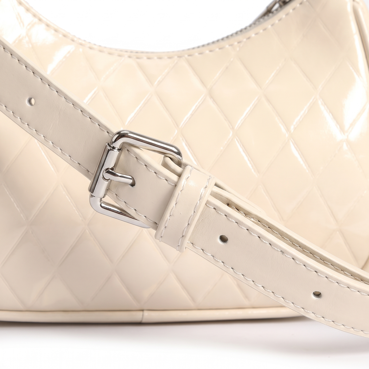 Women's Vegan Leather Crescent Shoulder Bag, hardware close-up
