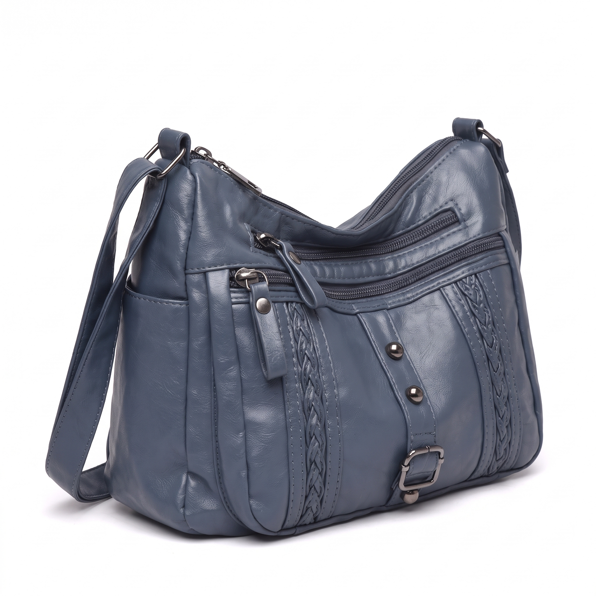 Women's Vegan Leather Crossbody Bag, three-quarter view