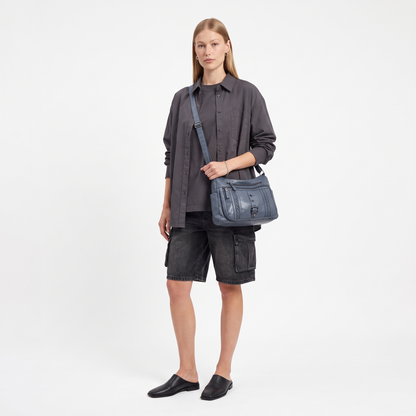 Women's Vegan Leather Crossbody Bag, worn by a model