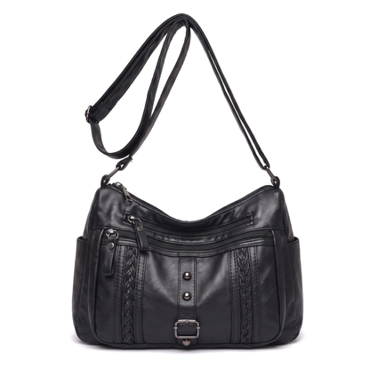 Women's Vegan Leather Crossbody Bag in Black