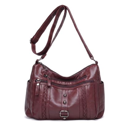 Women's Vegan Leather Crossbody Bag in Burgundy