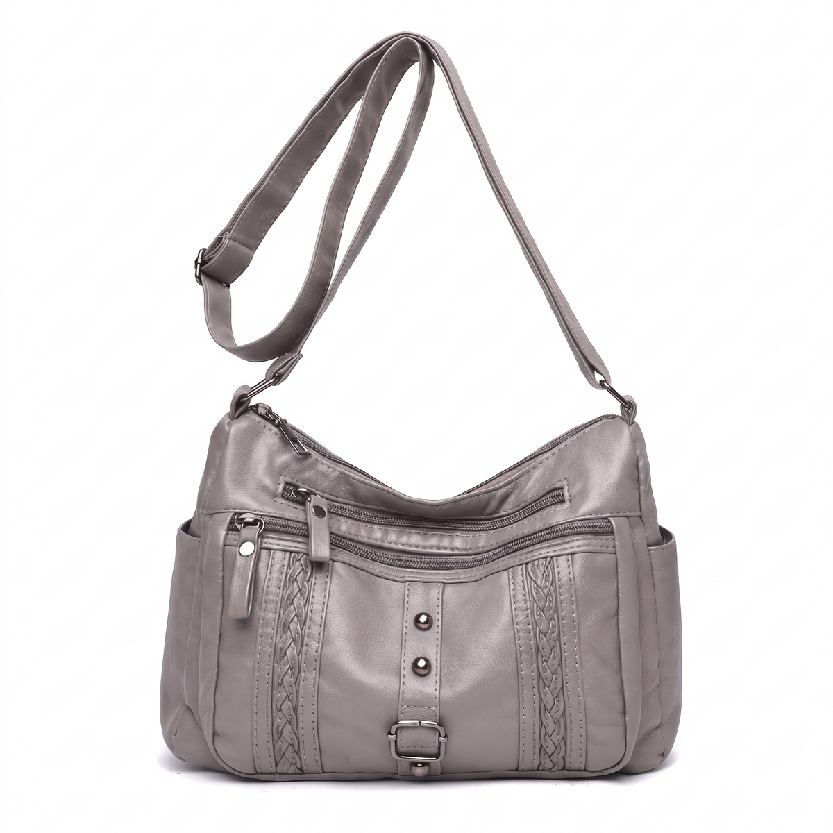 Women's Vegan Leather Crossbody Bag in Grey