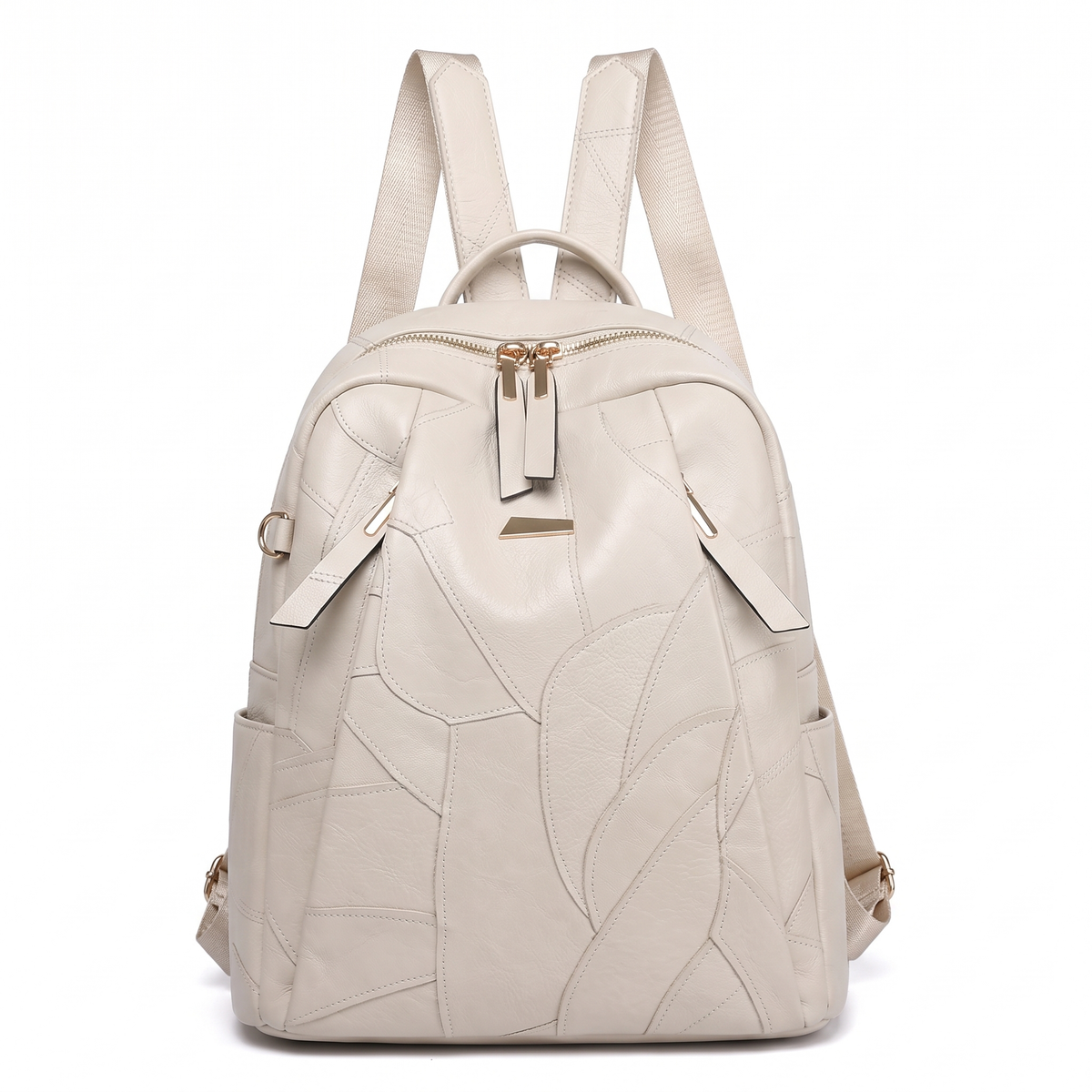 Women's Faux Leather Dome Backpack in Cream