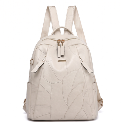 Women's Faux Leather Dome Backpack in Cream
