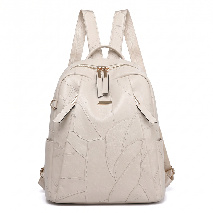 Women's Faux Leather Dome Backpack, Black City Backpack Purse — Cream