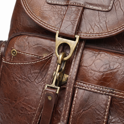 Women's Faux Leather Drawstring Backpack, hardware close-up