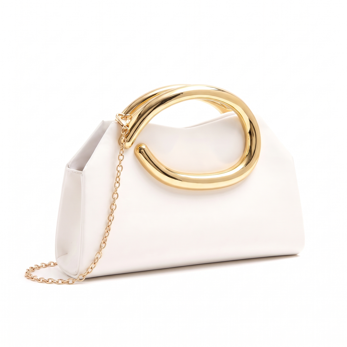 Women's Faux Leather Evening Clutch, three-quarter view