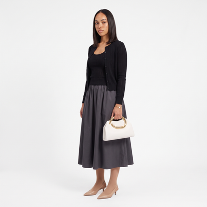 Women's Faux Leather Evening Clutch, worn by a model