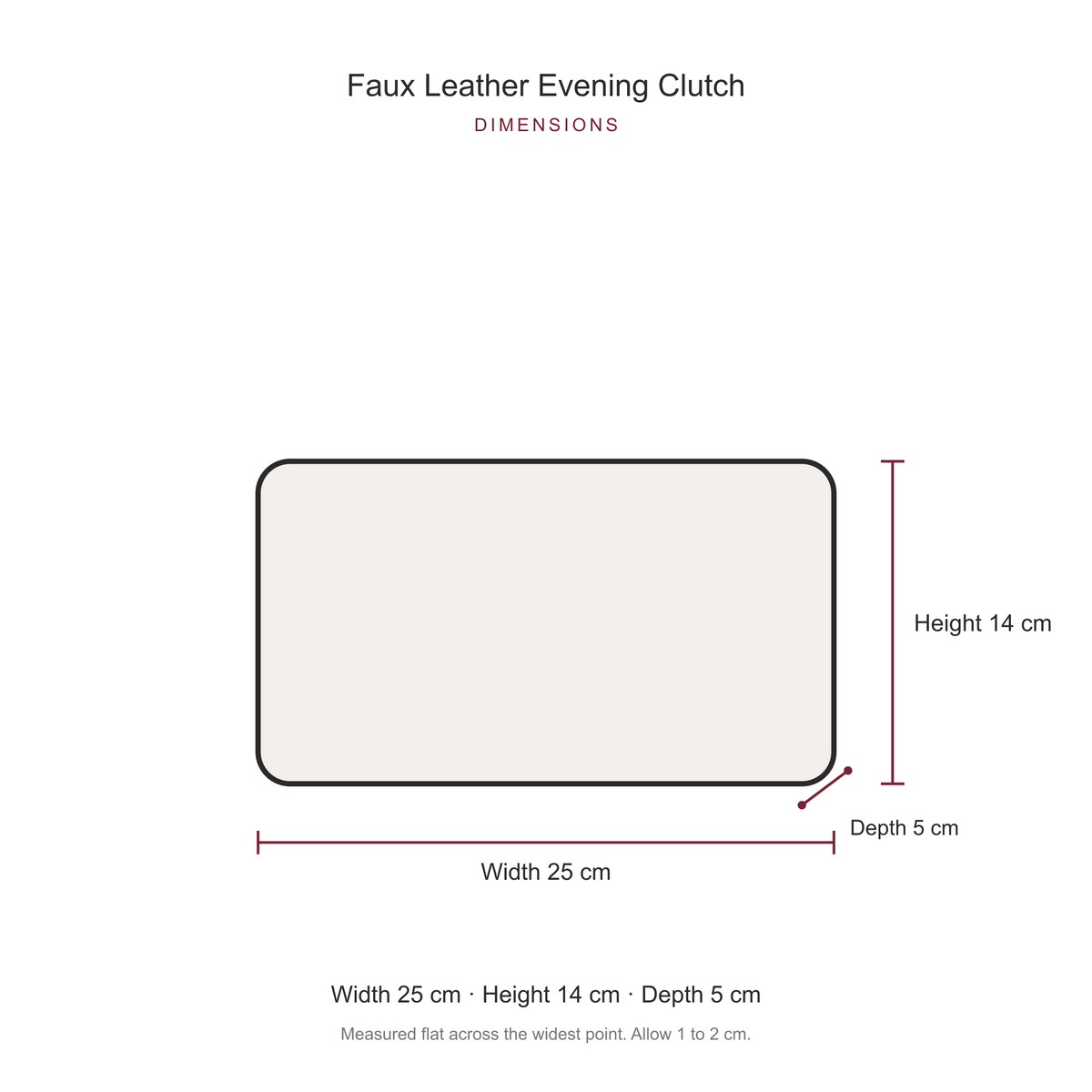 Women's Faux Leather Evening Clutch, dimensions