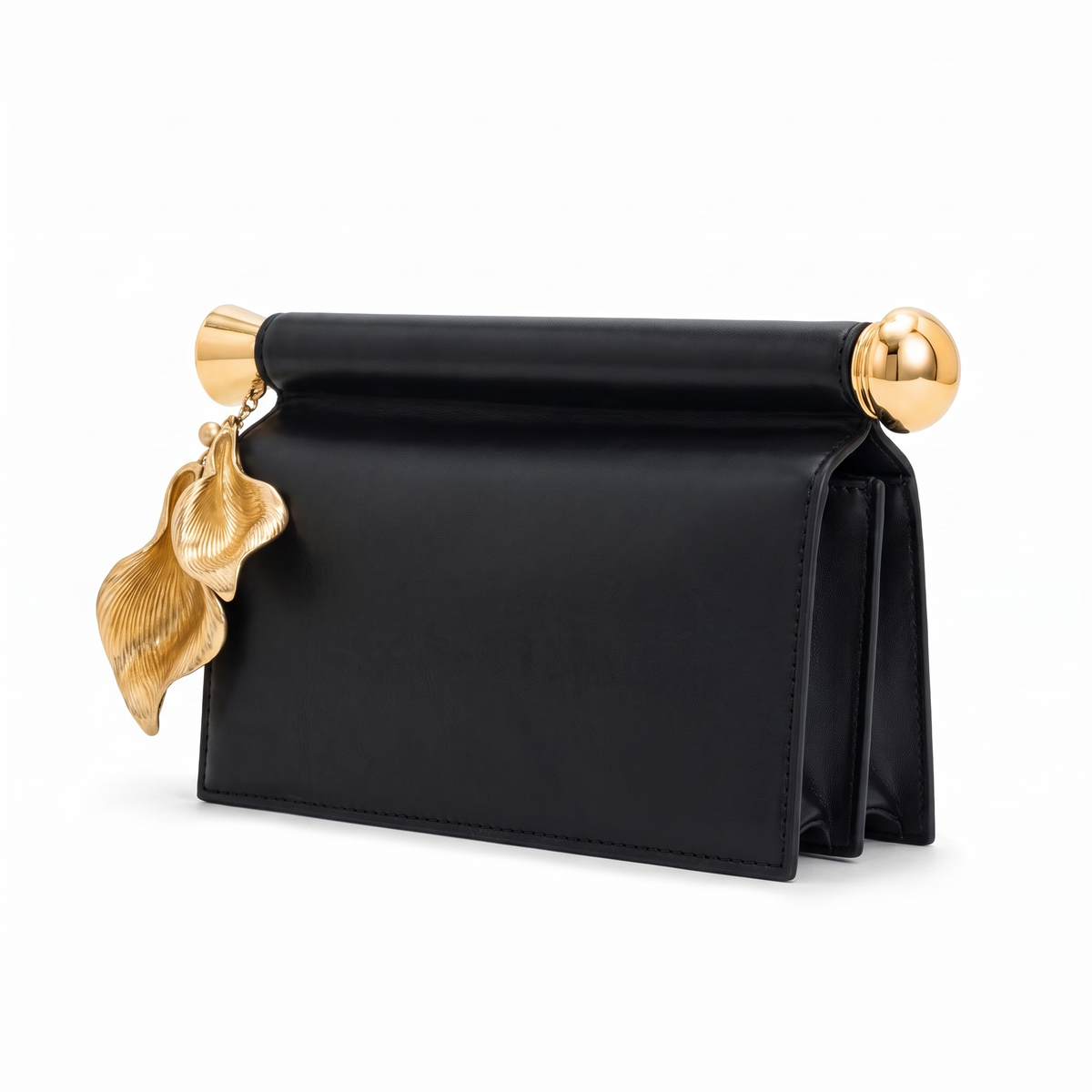 Women's Faux Leather Flap Clutch, three-quarter view
