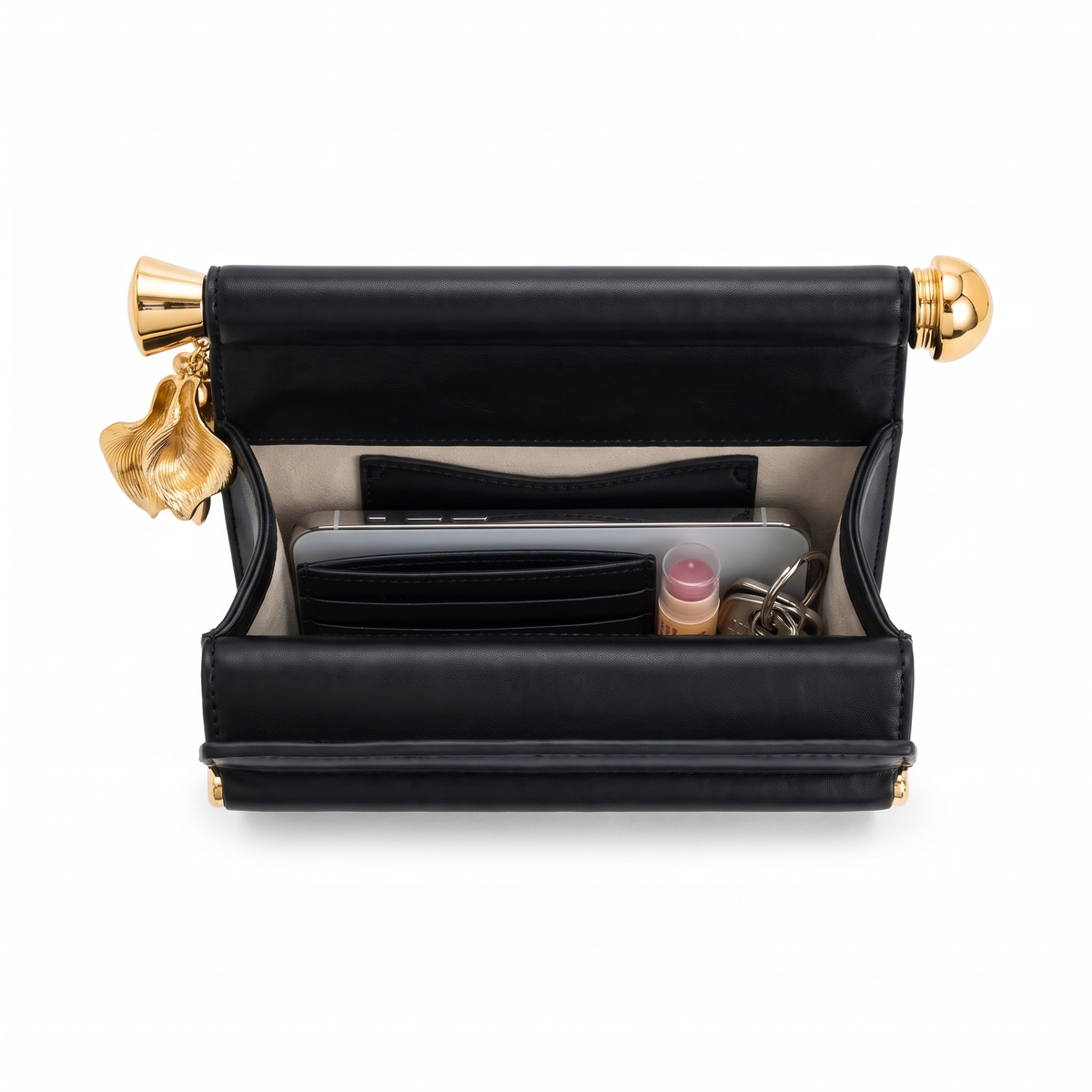 Women's Faux Leather Flap Clutch, interior