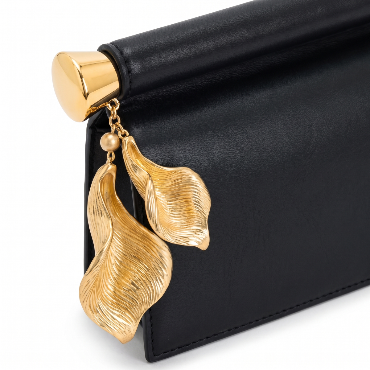 Women's Faux Leather Flap Clutch, hardware close-up