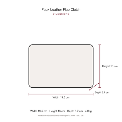 Women's Faux Leather Flap Clutch, dimensions