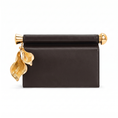Women's Faux Leather Flap Clutch in Coffee