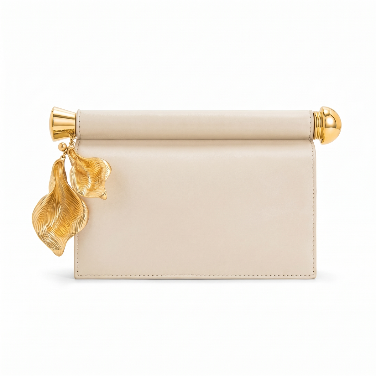 Women's Faux Leather Flap Clutch in Cream