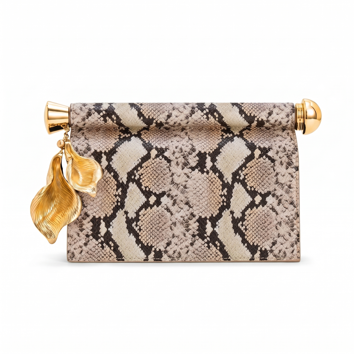 Women's Faux Leather Flap Clutch in Snake Print