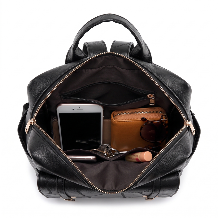 Women's Faux Leather Flap Pocket Backpack, interior