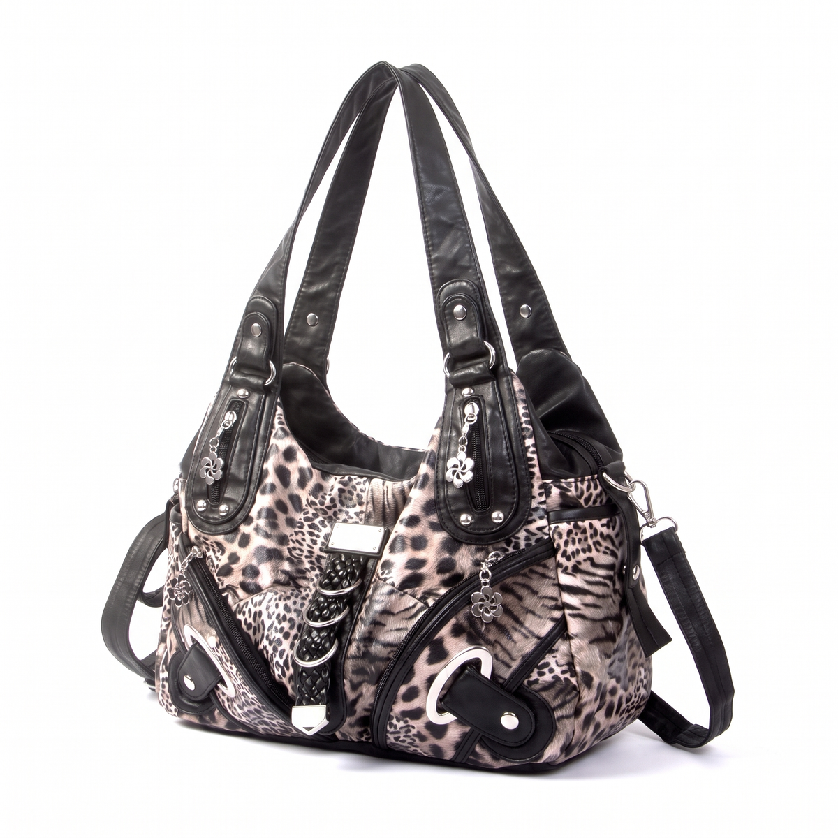 Women's Vegan Leather Hobo Bag, three-quarter view