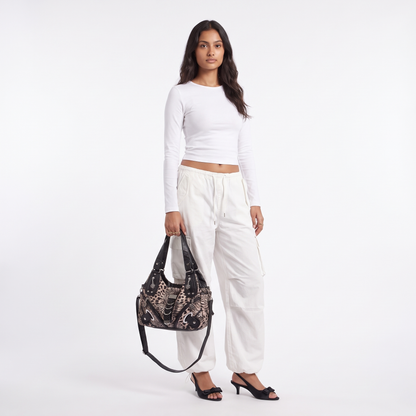 Women's Vegan Leather Hobo Bag, worn by a model