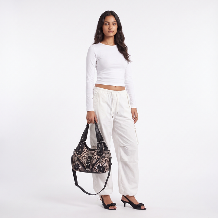 Women's Vegan Leather Hobo Bag, worn by a model