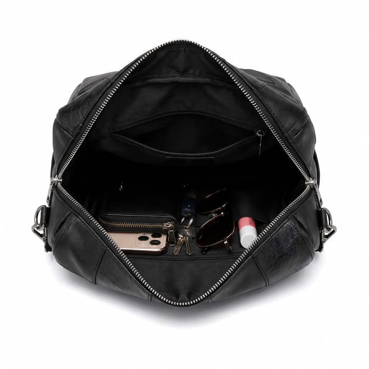 Women's Faux Leather Patchwork Backpack, interior