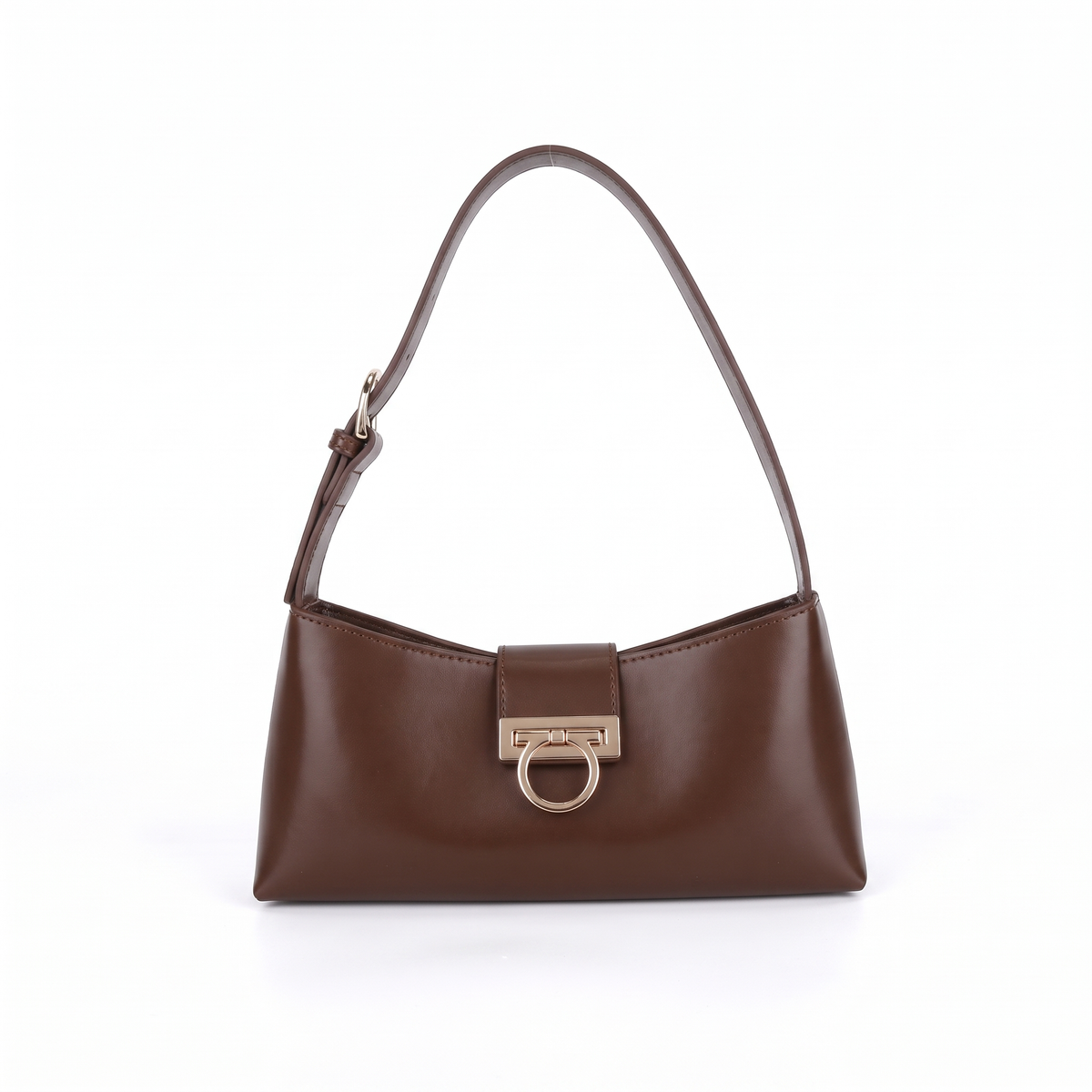 Women's Faux Leather Shoulder Bag in Dark Brown