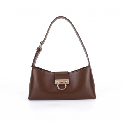 Women's Faux Leather Shoulder Bag in Dark Brown