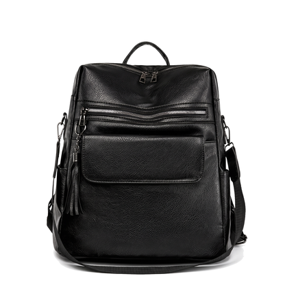Women's Faux Leather Square Backpack, front view