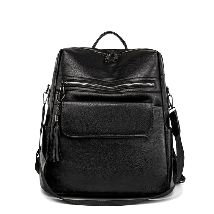 Women's Faux Leather Square Backpack, front view