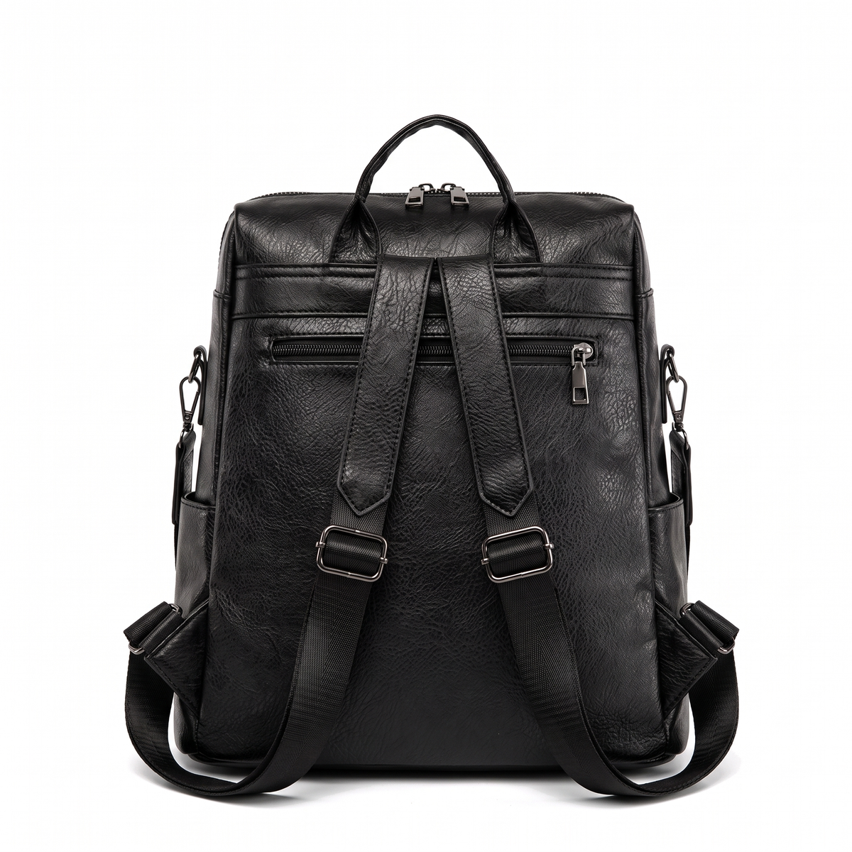 Women's Faux Leather Square Backpack, back view