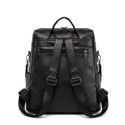 Women's Faux Leather Square Backpack, back view