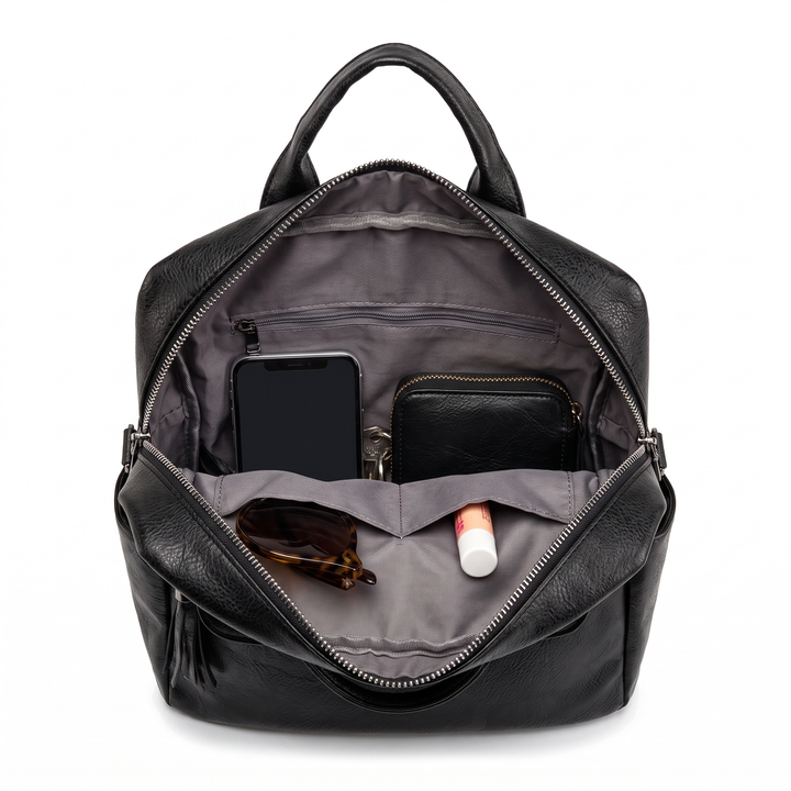 Women's Faux Leather Square Backpack, interior