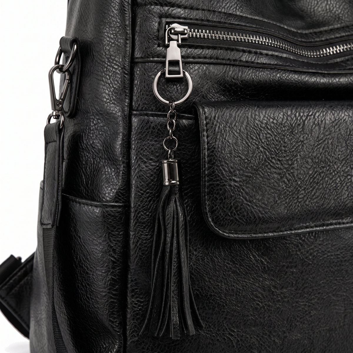 Women's Faux Leather Square Backpack, hardware close-up