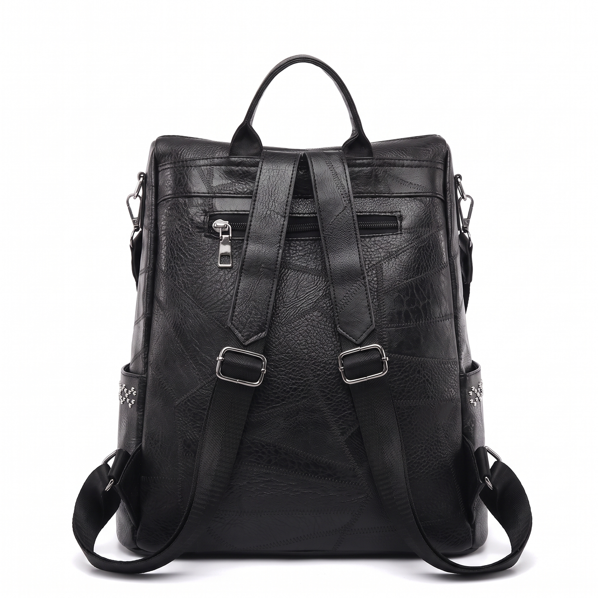 Women's Faux Leather Studded Backpack, back view