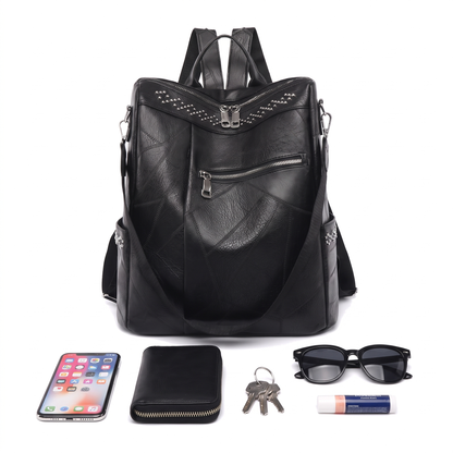 Women's Faux Leather Studded Backpack, what fits inside