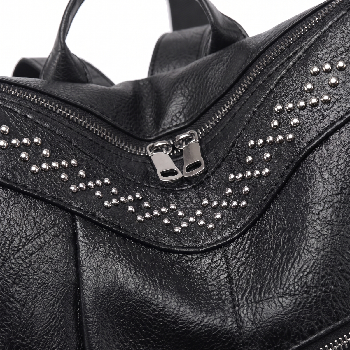 Women's Faux Leather Studded Backpack, hardware close-up