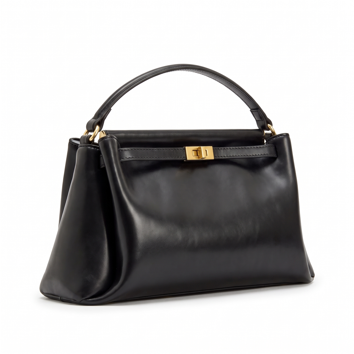 Women's Faux Leather Top Handle Bag, three-quarter view