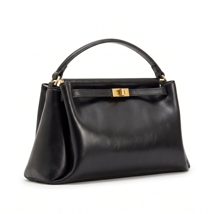 Women's Faux Leather Top Handle Bag, three-quarter view