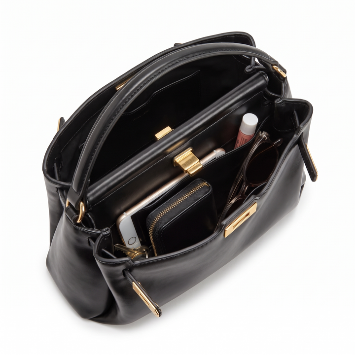 Women's Faux Leather Top Handle Bag, interior