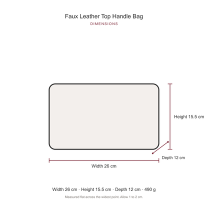 Women's Faux Leather Top Handle Bag, dimensions