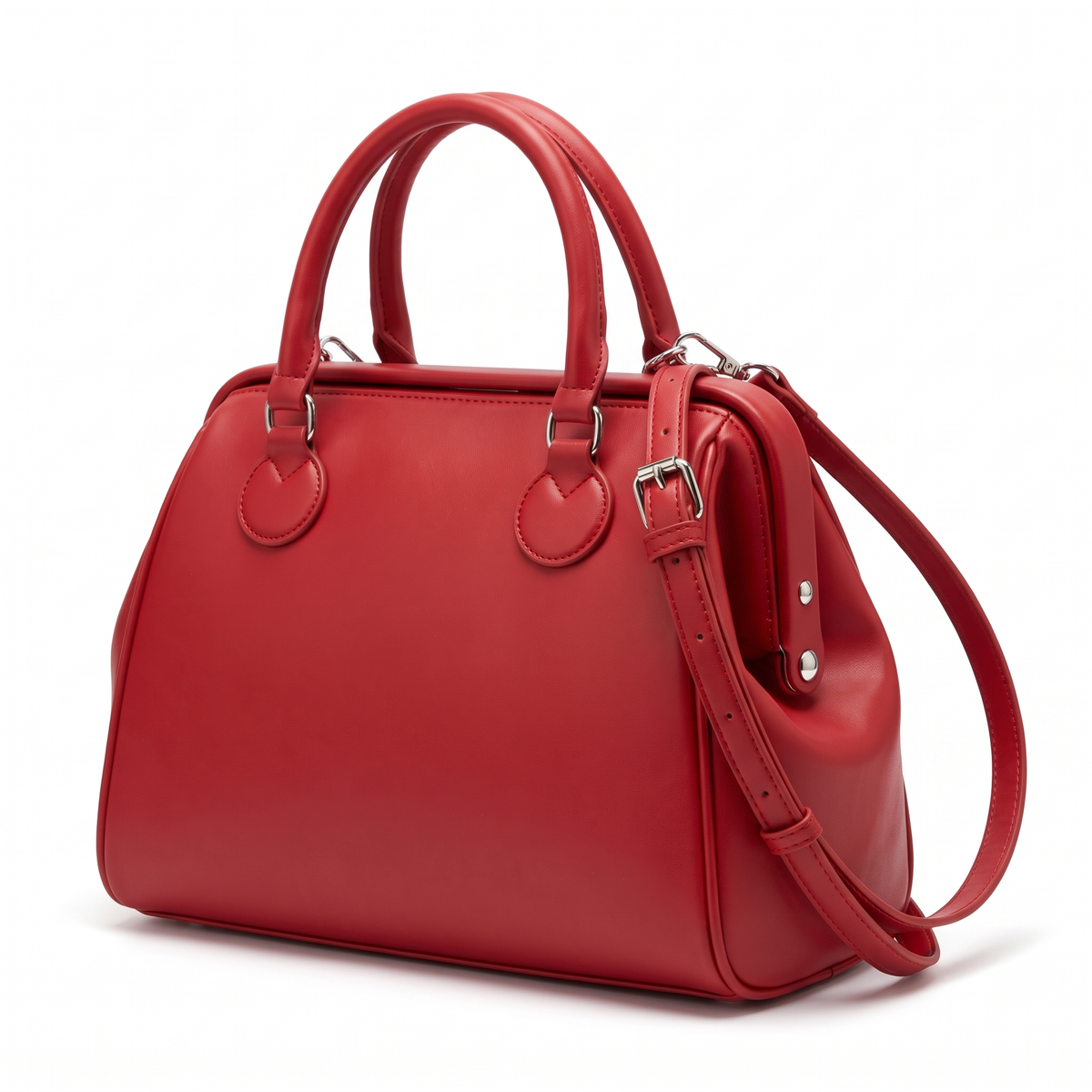 Women's Vegan Leather Top Handle Doctor Bag, three-quarter view