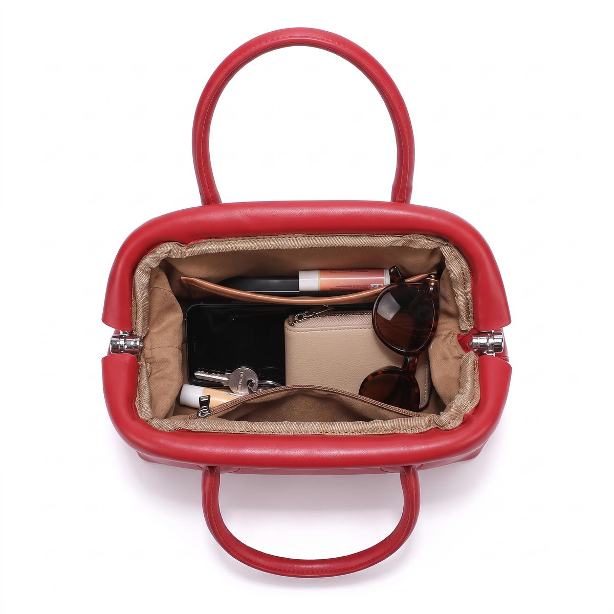 Women's Vegan Leather Top Handle Doctor Bag, interior