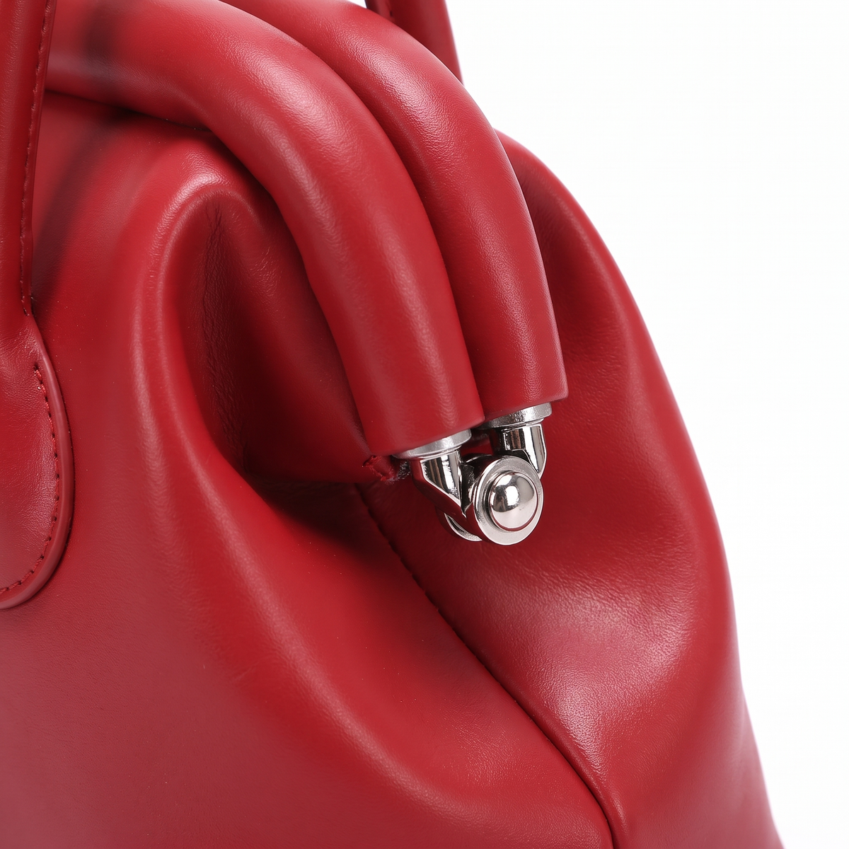 Women's Vegan Leather Top Handle Doctor Bag, hardware close-up