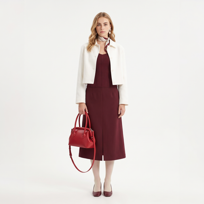 Women's Vegan Leather Top Handle Doctor Bag, worn by a model