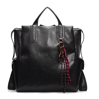 Women's Faux Leather Tote Backpack, front view