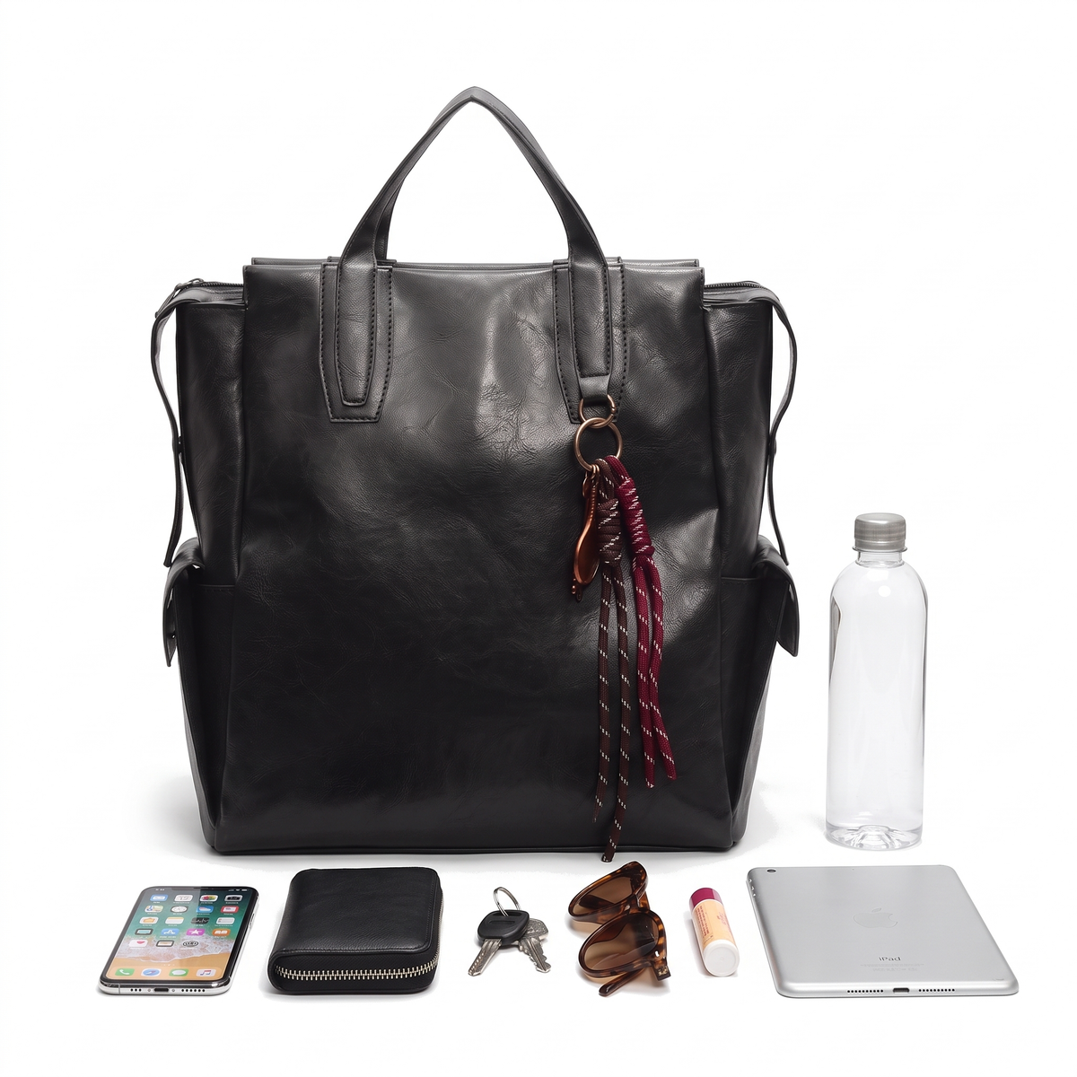 Women's Faux Leather Tote Backpack, what fits inside