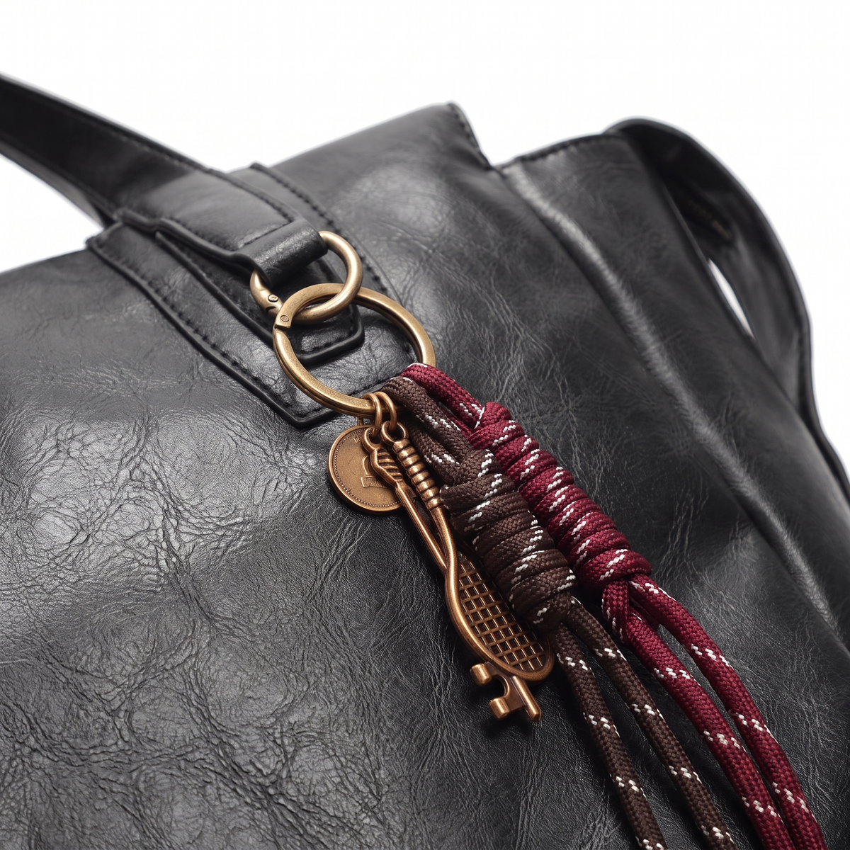Women's Faux Leather Tote Backpack, hardware close-up
