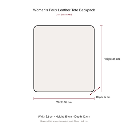 Women's Faux Leather Tote Backpack, dimensions