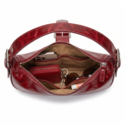 Women's Vegan Leather Western Buckle Shoulder Bag, interior