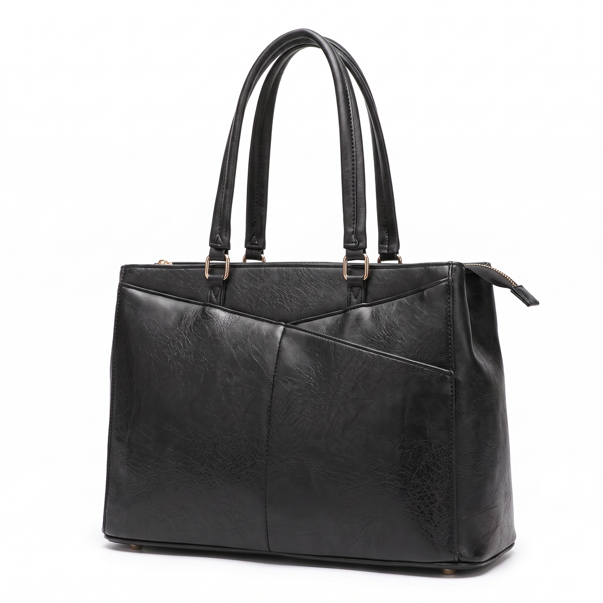 Women's Faux Leather Work Tote Bag, three-quarter view